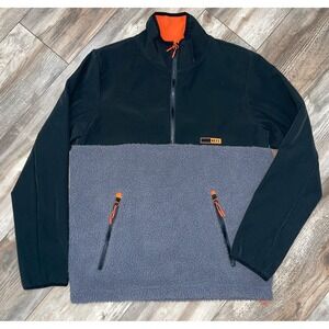 Neff Mens‎ Throw Back Mock Neck 1/4 Zip Pullover Black & Gray Jacket Medium